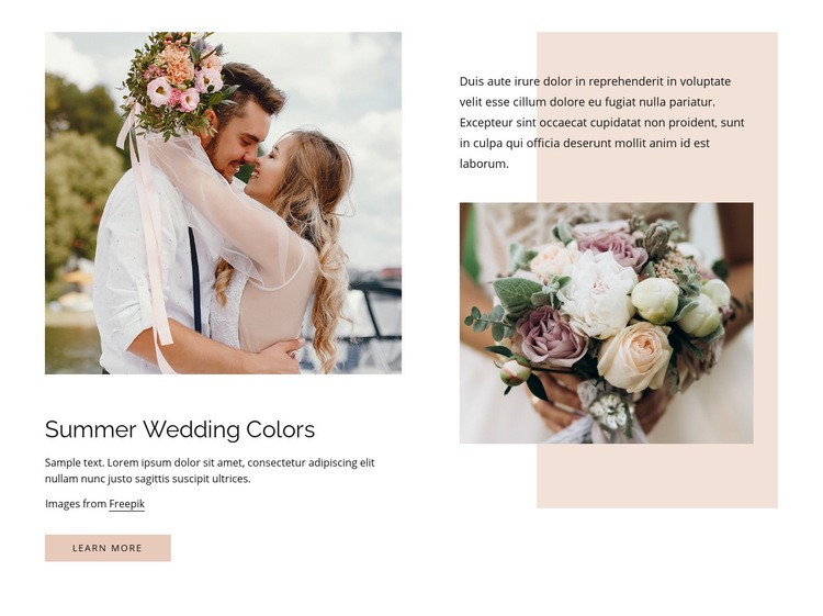 Summer wedding colors Web Page Design