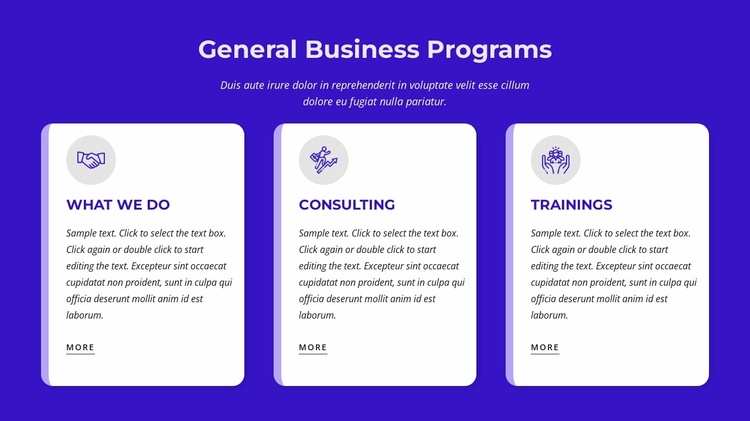 General business programs Landing Page
