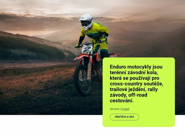 Enduro motocykly Šablona webové stránky