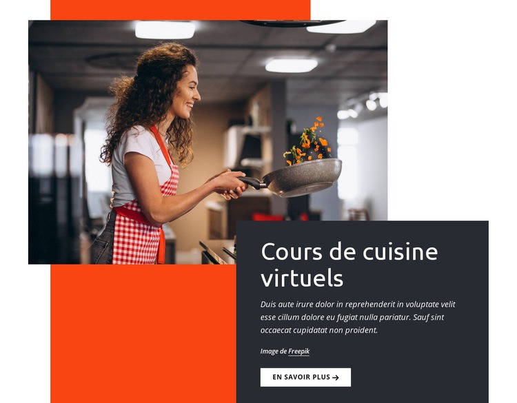 Cours de cuisine virtuels Page de destination