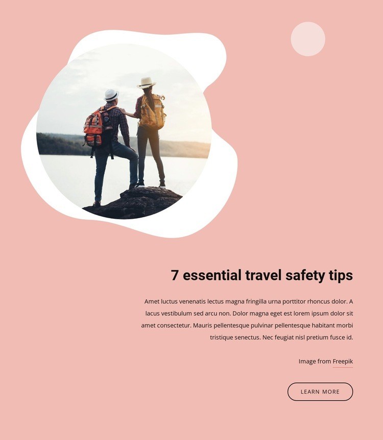 Eessential travel safety tips Homepage Design