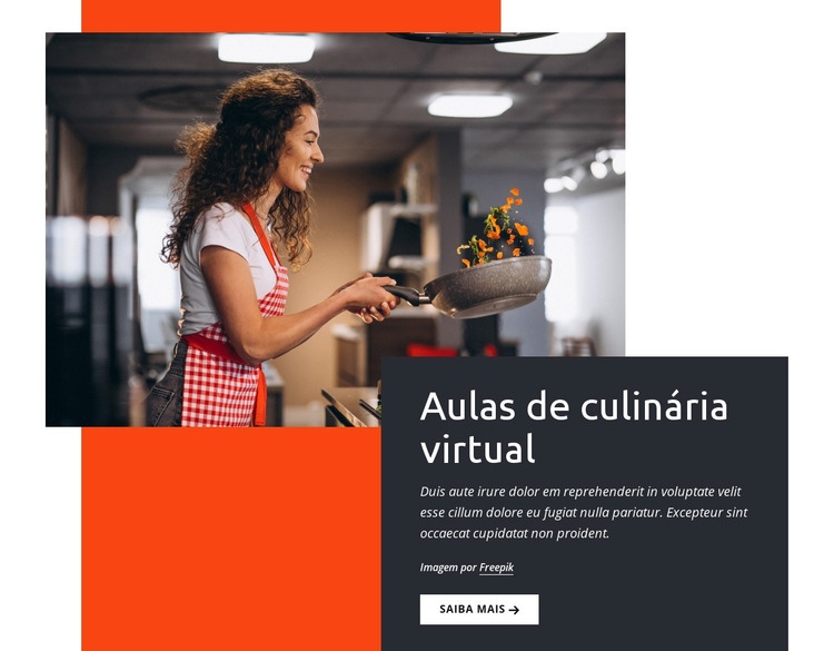 Aulas de culinária virtual Landing Page