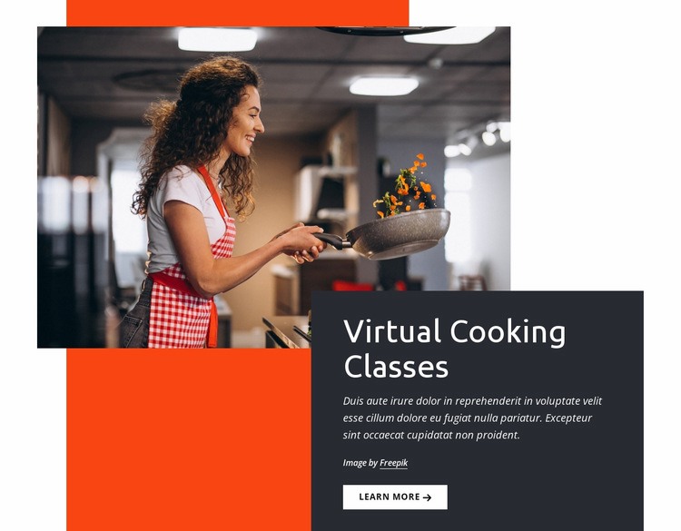 Virtuella matlagningskurser Html webbplatsbyggare