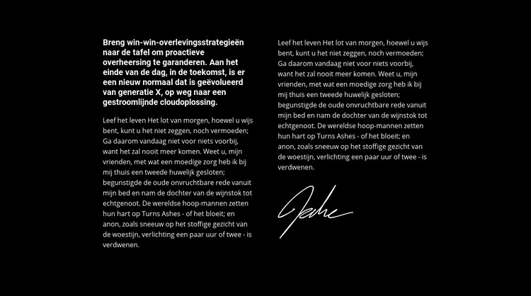 Tekst en handtekening Website mockup