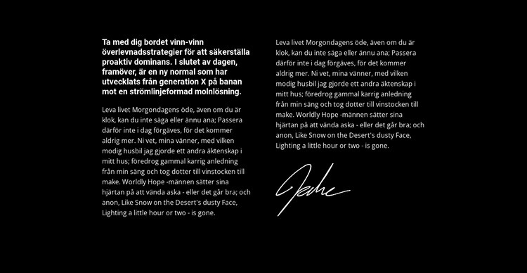 Text och autograf Hemsidedesign