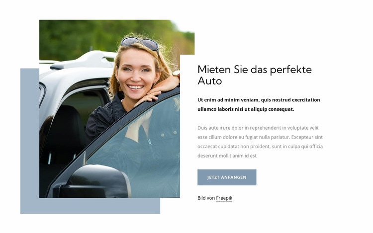 Mieten Sie ein perfektes Auto Eine Seitenvorlage