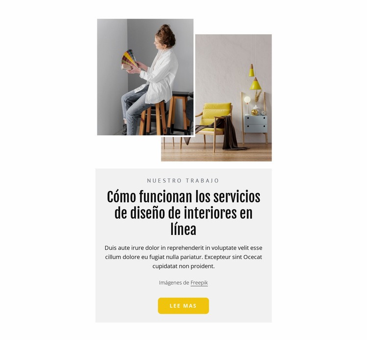 Servicios online de diseño de interiores Página de destino