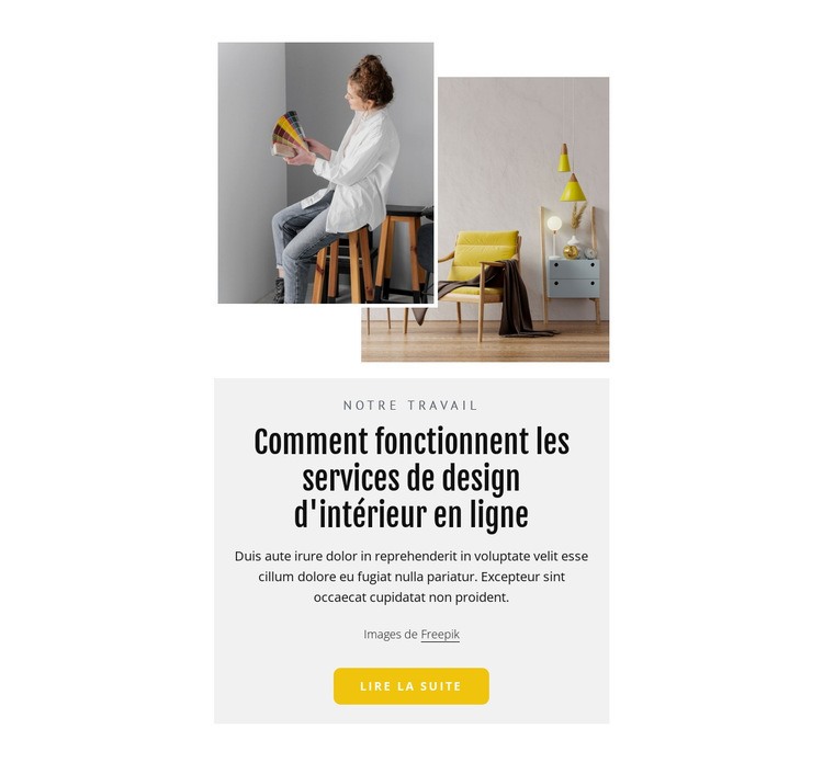 Services de design d'intérieur en ligne Créateur de site Web HTML