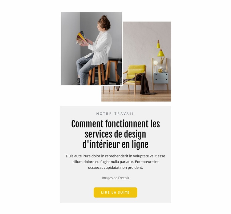 Services de design d'intérieur en ligne Maquette de site Web