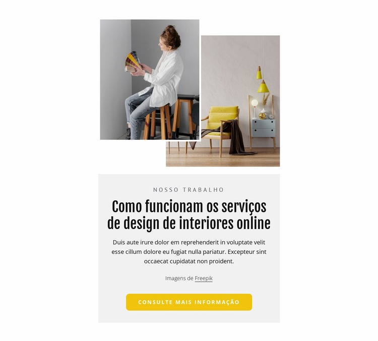 Serviços online de design de interiores Landing Page