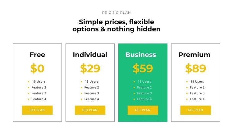 Choose your package Elementor Template Alternative