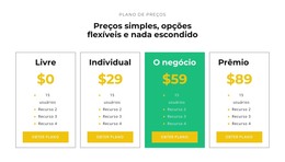 Escolha Seu Pacote - Modelo HTML Básico