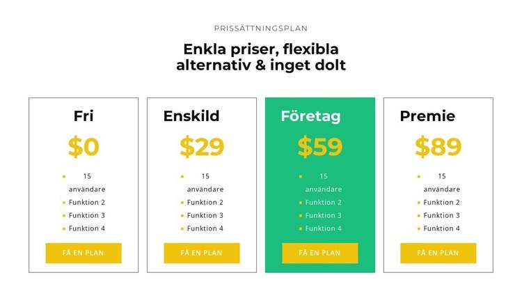 Välj ditt paket CSS -mall