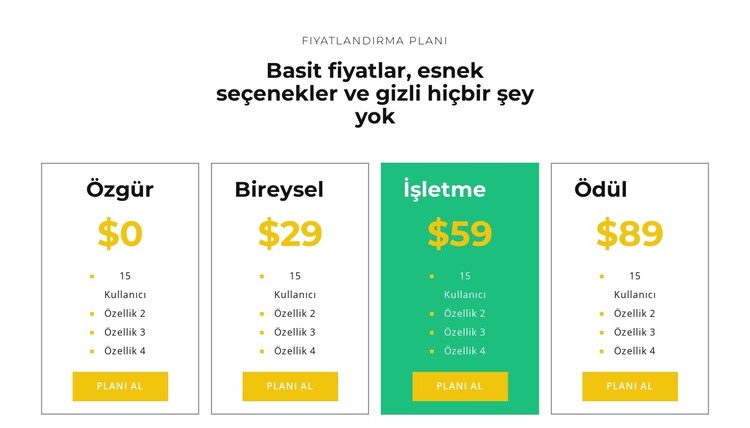 Paketinizi seçin CSS Şablonu