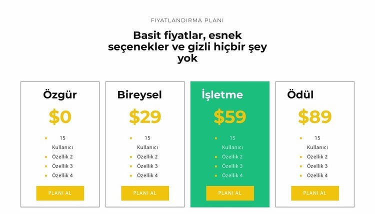 Paketinizi seçin HTML5 Şablonu