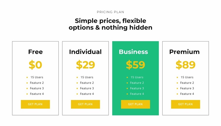 Choose your package Landing Page