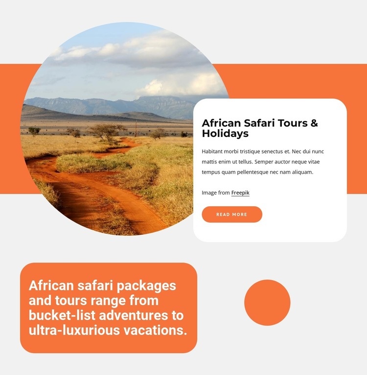 Africké safari výlety Html Website Builder
