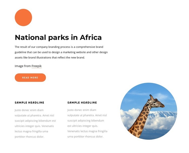 Národní parky v Africe Html Website Builder