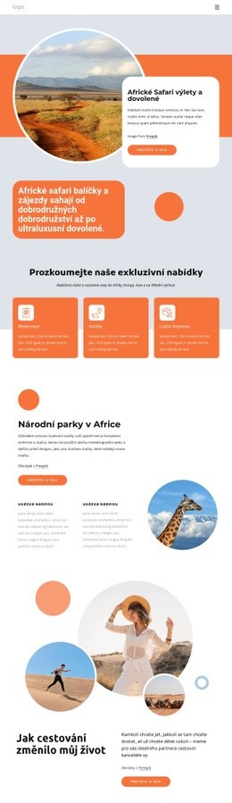 Návrh Stránky HTML Pro Africké Safari Dovolené