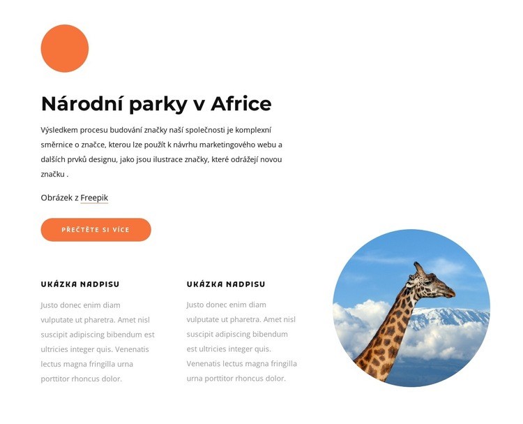 Národní parky v Africe Šablona HTML