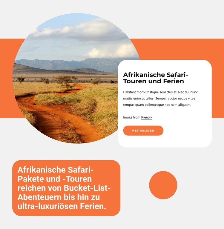 Afrikanische Safari-Touren Eine Seitenvorlage