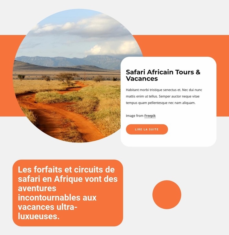 Safaris en Afrique Modèles de constructeur de sites Web