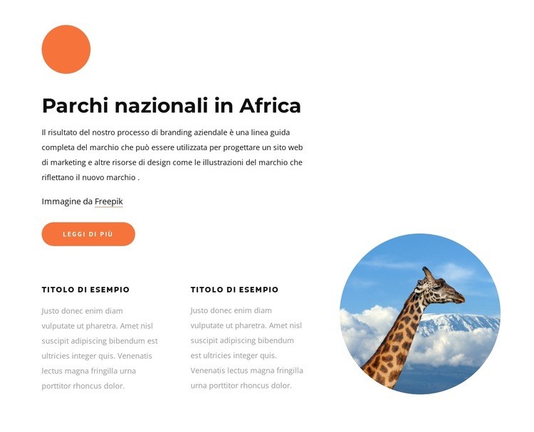 Parchi nazionali in Africa Un modello di pagina