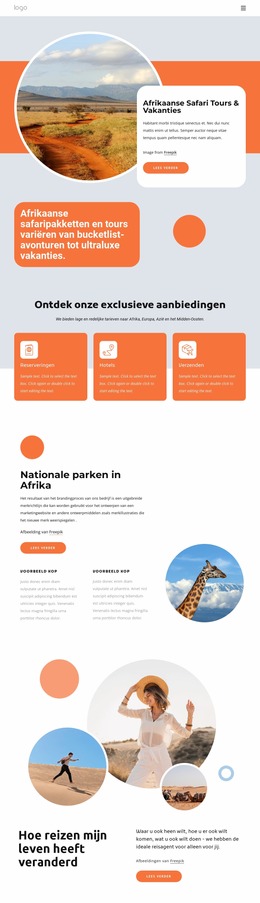 Afrikaanse Safarivakanties Joomla-Sjabloon 2024
