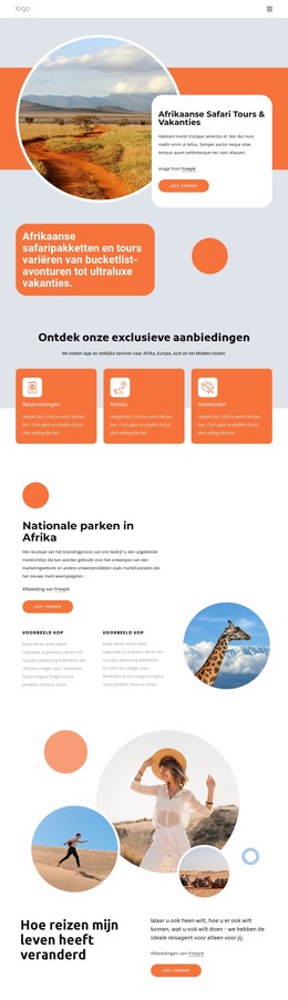 Afrikaanse Safarivakanties - Creatieve Multifunctionele Joomla-Sjabloon