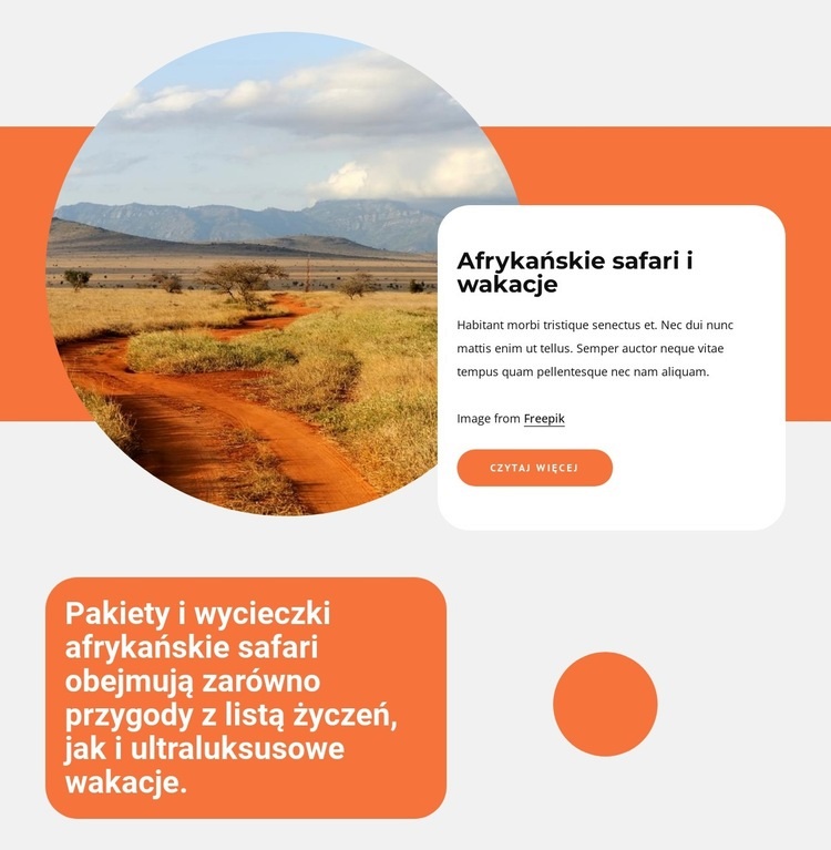 Afrykańskie wycieczki safari Kreator witryn internetowych HTML
