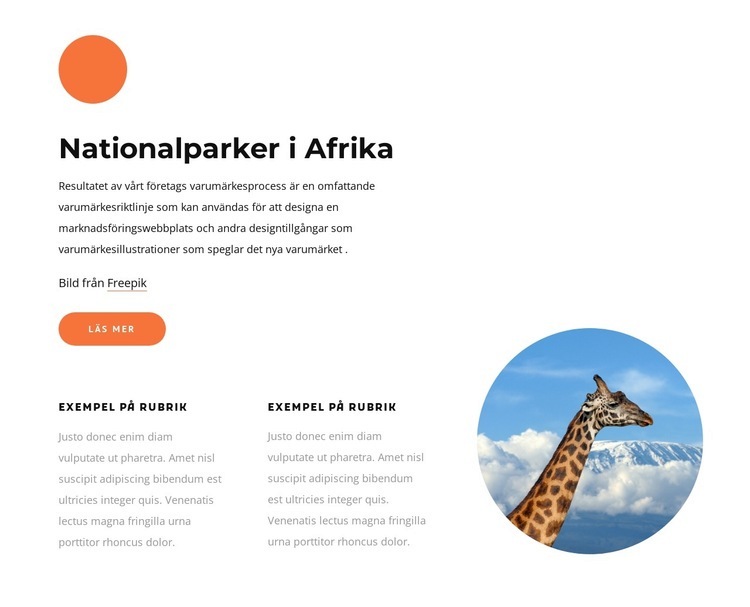 Nationalparker i Afrika HTML-mall
