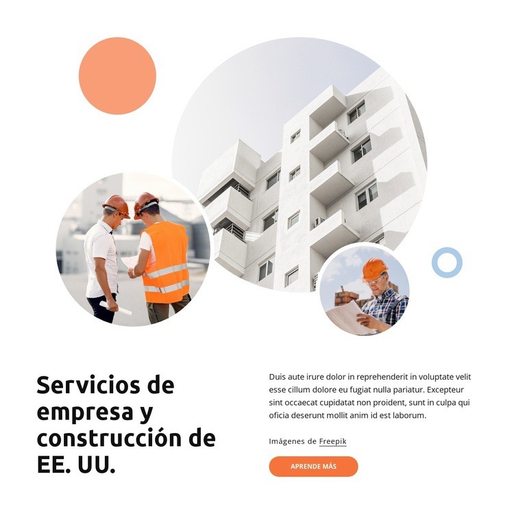 Tipos de servicios de construcción. Creador de sitios web HTML