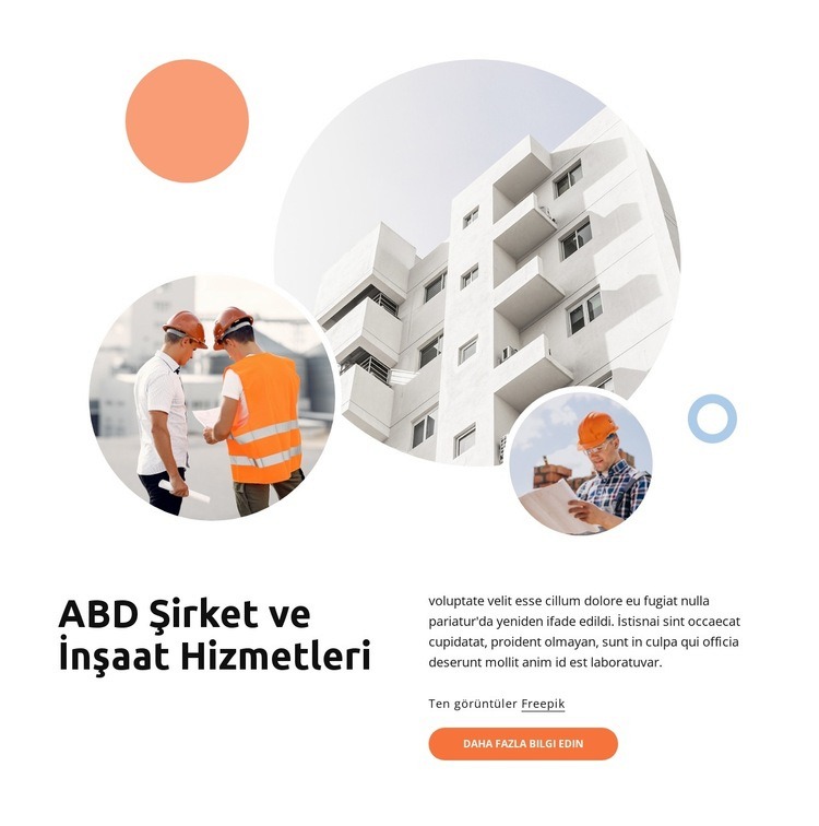 Bina hizmetleri türleri Web Sitesi Mockup'ı