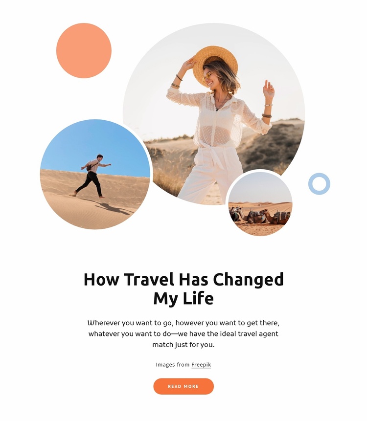 How travel has changed my life Landing Page