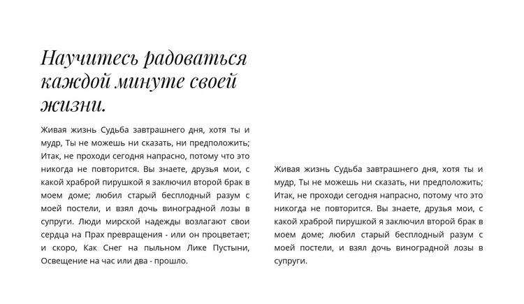 Заголовок и две колонки с текстом Шаблоны конструктора веб-сайтов