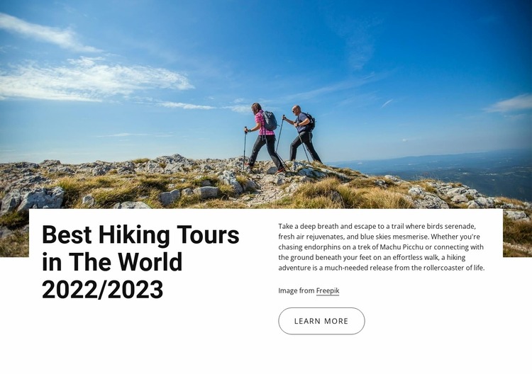 Best hiking tours Website Mockup