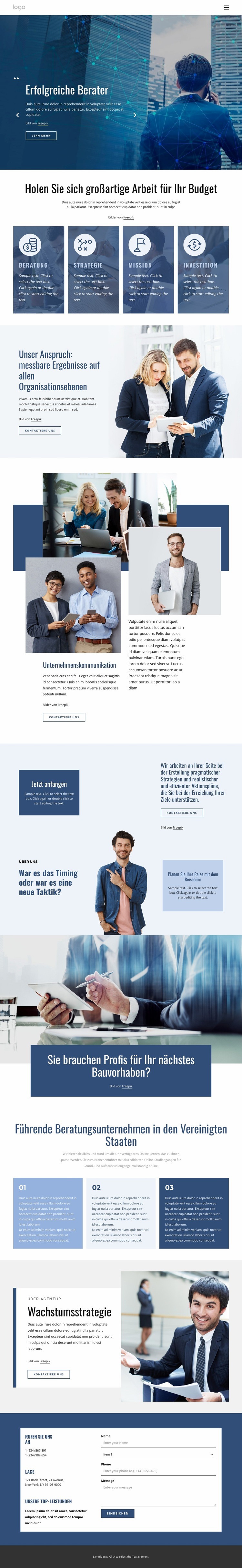 Erfolgreiche Berater Landing Page