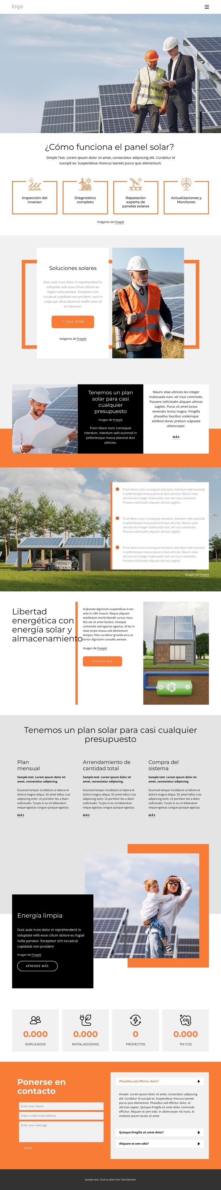 Nuestros paneles solares Maqueta de sitio web