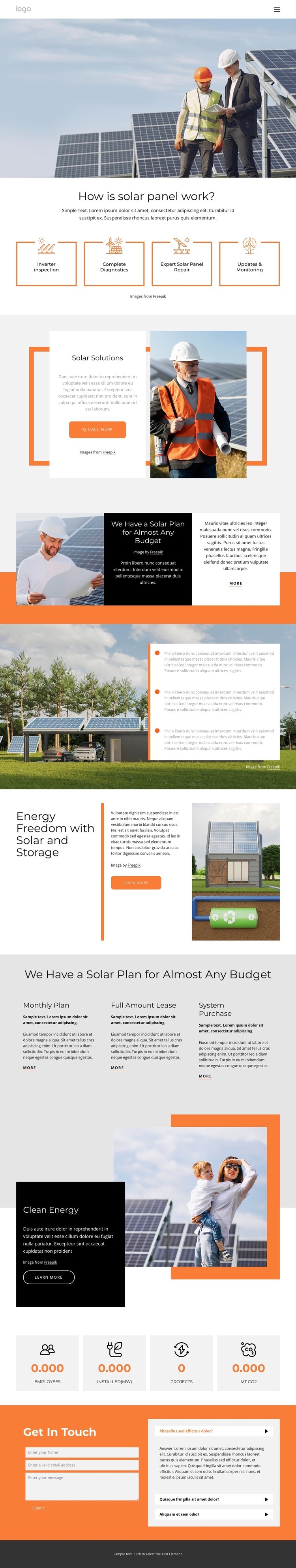 Our solar panels Homepage Design