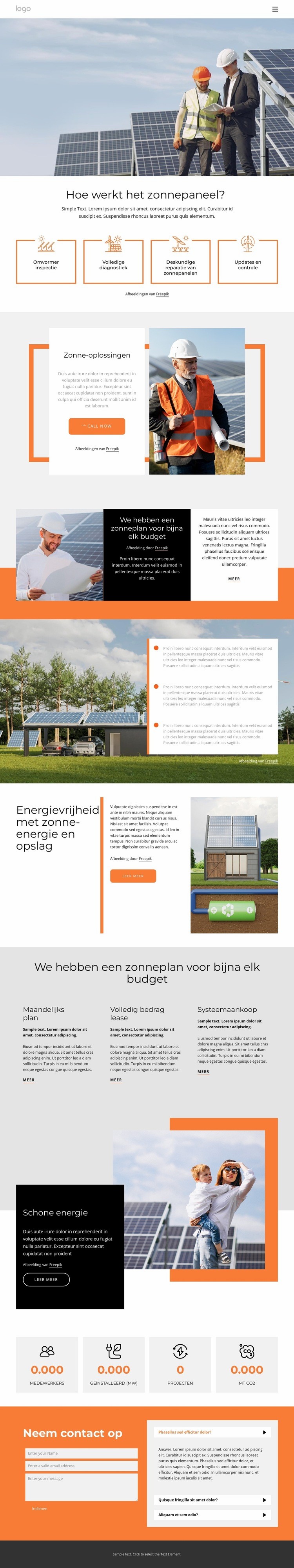 Onze zonnepanelen Website ontwerp