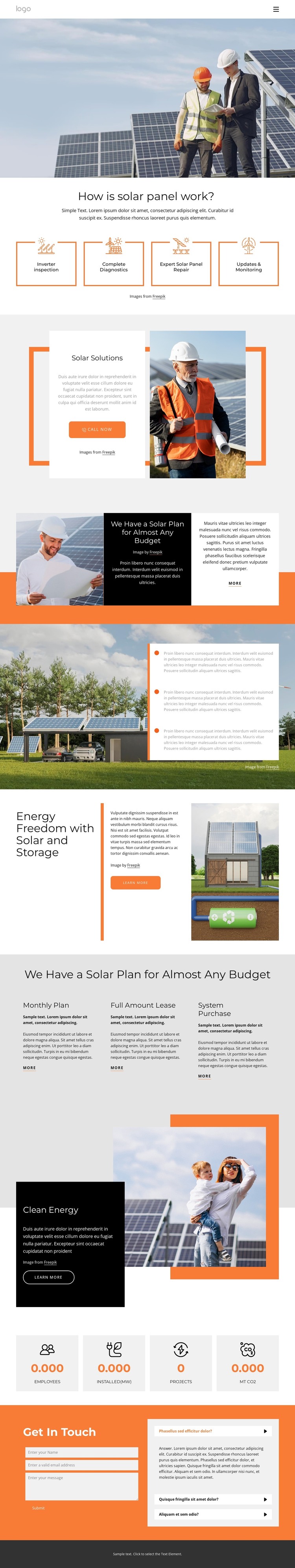 Our solar panels Web Design