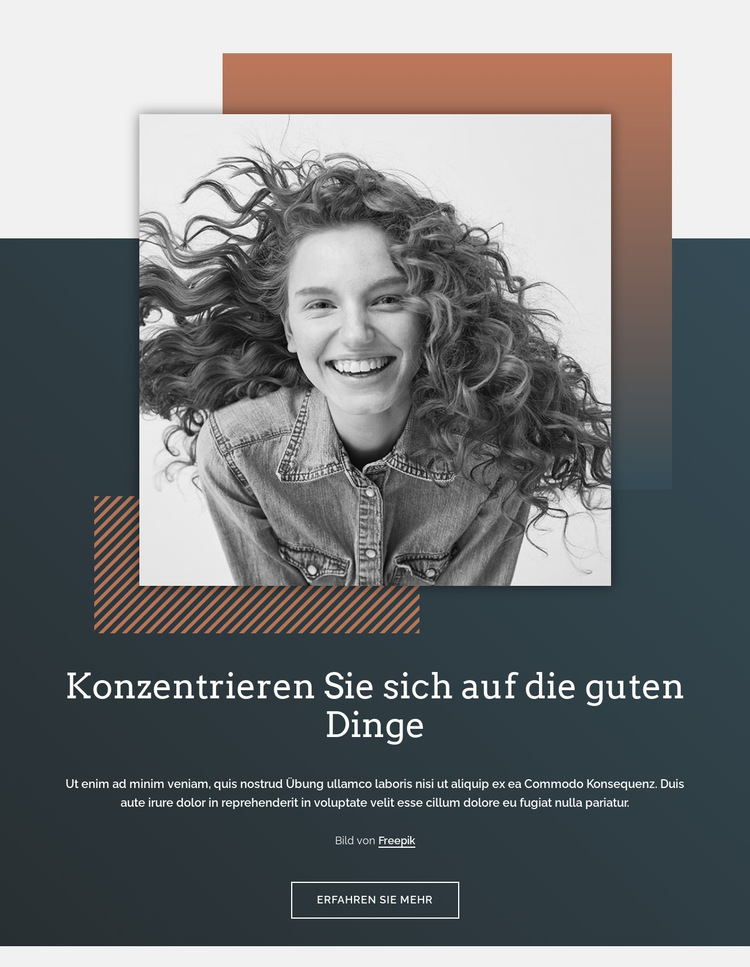 Konzentrieren Sie sich auf die guten Dinge Website-Vorlage