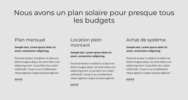 Plan solaire Créateur de site Web HTML