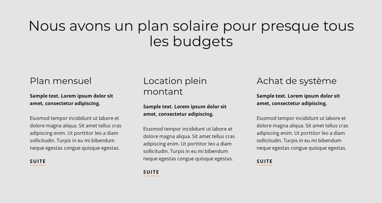 Plan solaire Modèle de site Web