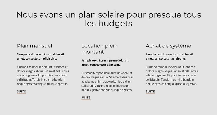 Plan solaire Page de destination