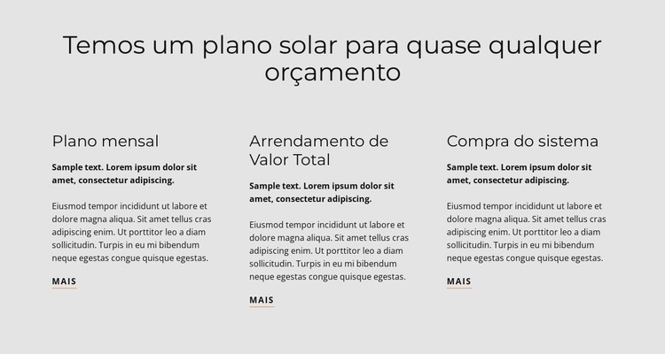 Plano solar Construtor de sites HTML