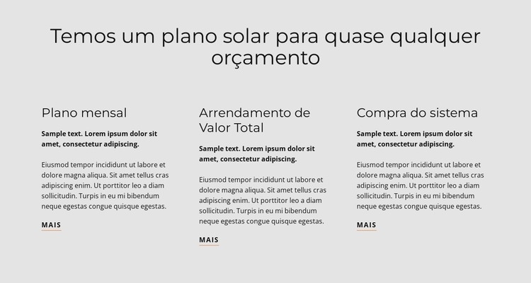 Plano solar Design do site