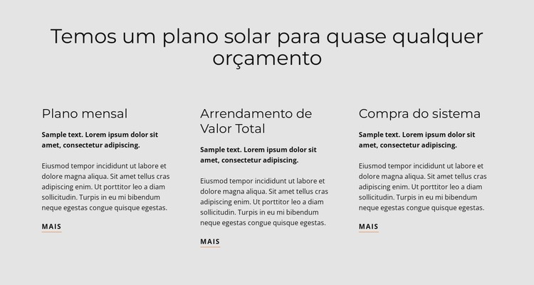 Plano solar Template Joomla