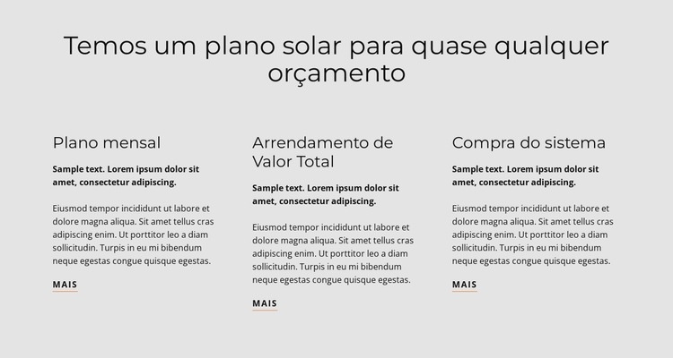 Plano solar Modelo de uma página