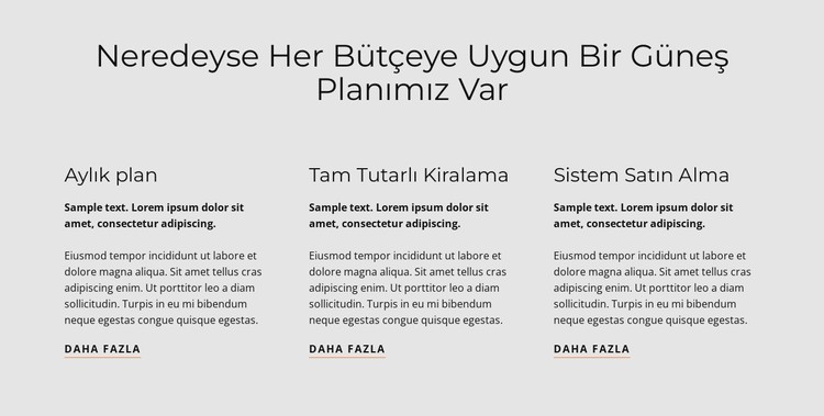 güneş planı CSS Şablonu